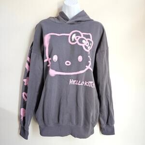 H&M Hello Kitty Gray and Pink Hoodie Size M/L Pull Over Casual Comfy Normcore